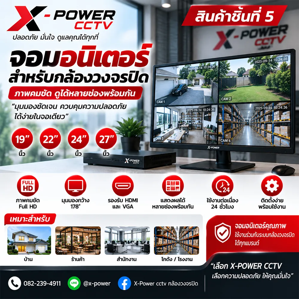 จอมอนิเตอร์สำหรับระบบกล้องวงจรปิด (CCTV Monitor)
